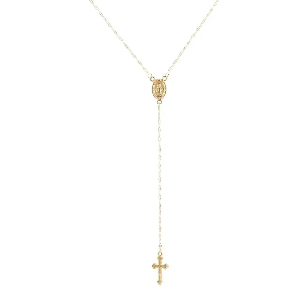 Elegante Goldene Rosenkranz Kette