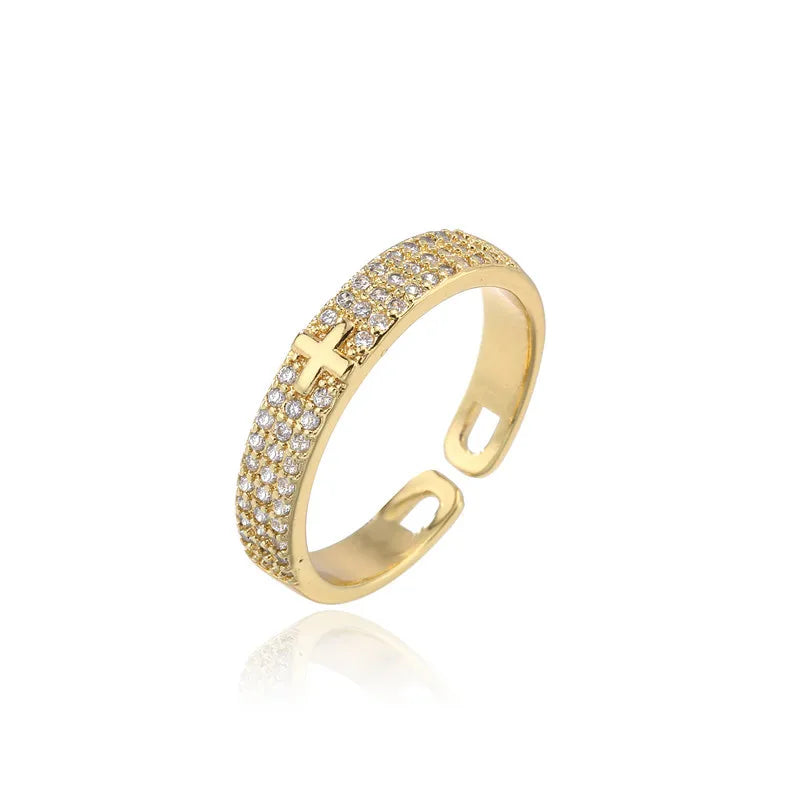 Eleganter Goldener Kreuz Ring
