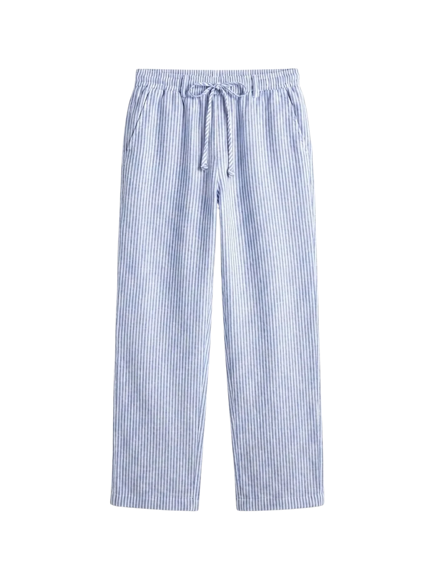Leinen Hose Blau Weiß