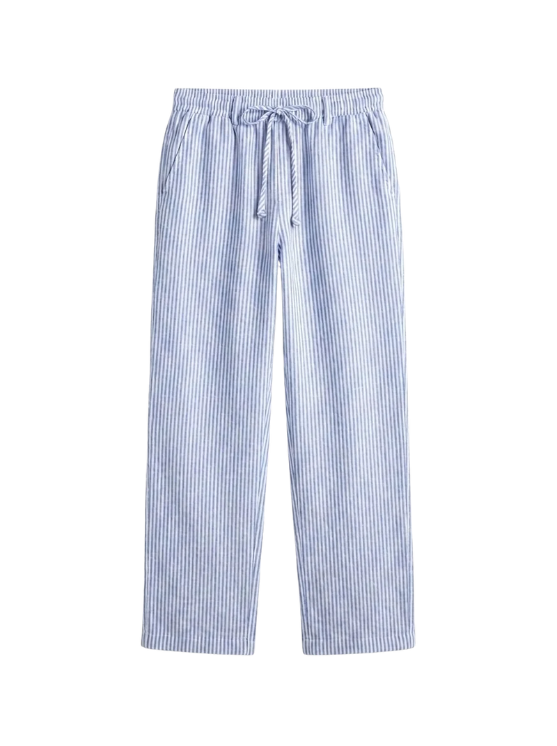 Leinen Hose Blau Weiß